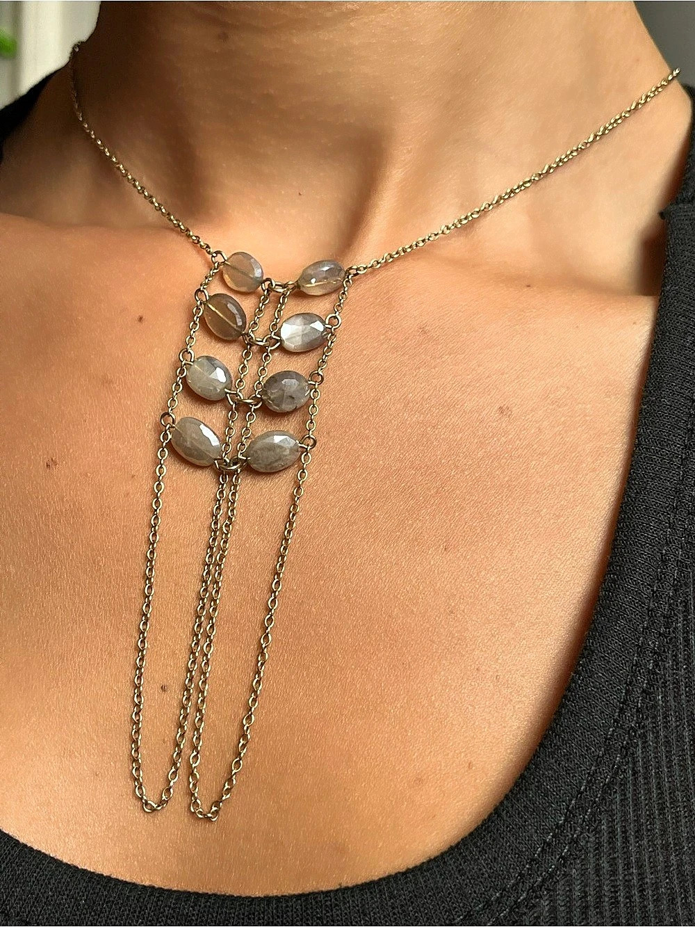Gold & moonstone handchain / necklace